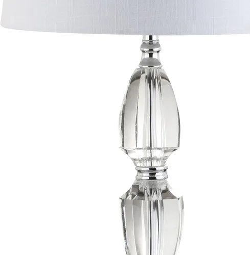 Vista 5 de JONATHAN Y JYL2039A - Lámpara de mesa LED de cristal transparente de 27 pulgadas, lámpara tradicional francesa cromada con pantalla de tambor