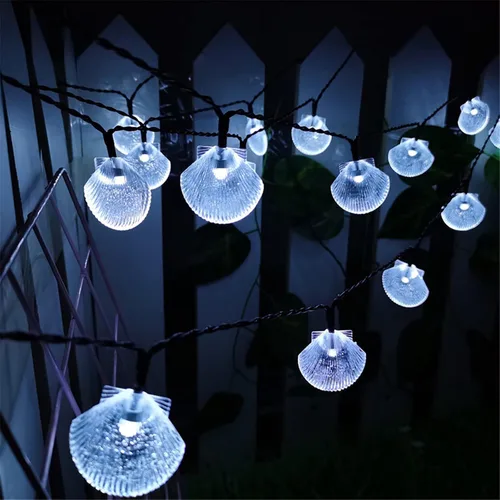 Vista 9 de Luces solares de estrella de mar, impermeables, de 15.7 pies, 20 luces LED de noche con estrellas de mar y océano, mar, mundo, luces de noche
