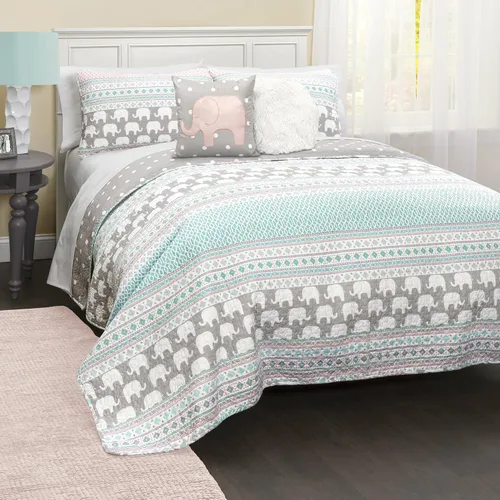 Vista 5 de Juego de ropa de cama de decoración exuberante, Rosa y turquesaPINK & TURQUOISE), Full/ Queen Rosa & Turquesa