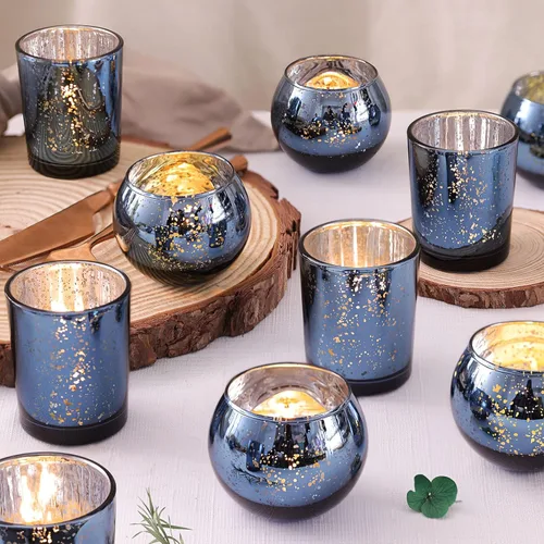 Vista 7 de DEVI 24 piezas Portavelas votivas de vidrio, portavelas de vidrio transparente para velas flotantes y luces de té, centros de mesa para bodas