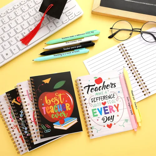 Vista 3 de Juego de 12 cuadernos para profesores y bolígrafo, regalo de agradecimiento para profesores, cuaderno motivacional, bolígrafo, lindo diario