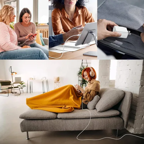 Vista 7 de Cargador de teléfono, adaptador de cargador rápido de pared PD USB C de 20 W con cable de carga súper rápido de 6 pies (A5)