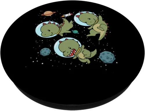 Vista 2 de Space Dinosaur PopSockets - Soporte para teléfonos y tabletas, Negro