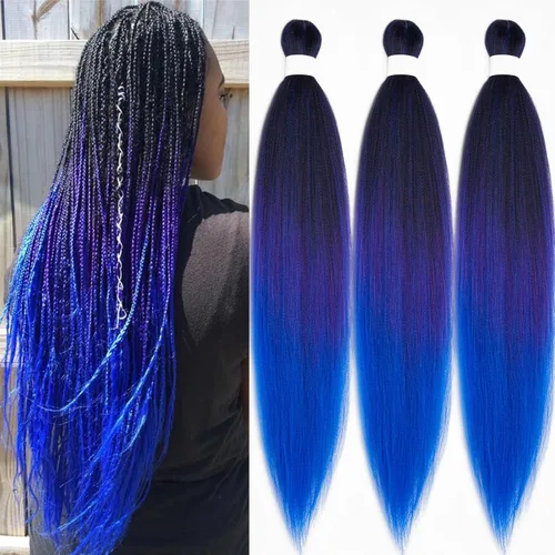 Vista 18 de Pelo trenzado corto 1B negro preestirado Extensiones de pelo trenzado para niños para trenzas de caja sin nudos, pelo trenzado preestirado de 16