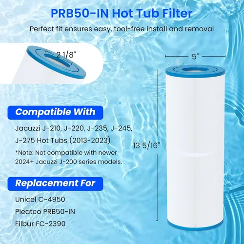 Vista 2 de Future Way PRB50-IN - Filtro de repuesto para jacuzzi J210/J220/J235/J245/J275, Unicel C-4950, Pleatco PRB50-IN, Filbur FC-2390, 413-212-02, 373045