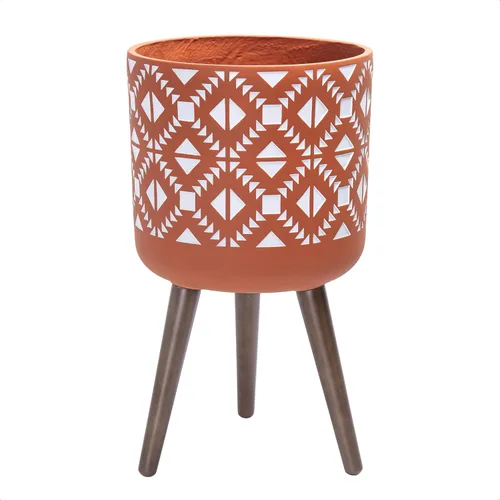 Vista 9 de D'vine Dev Maceta de 12 pulgadas con soporte, maceta alta de mediados de siglo con patas para plantas de interior, bronce/negro, 88-G-C-6