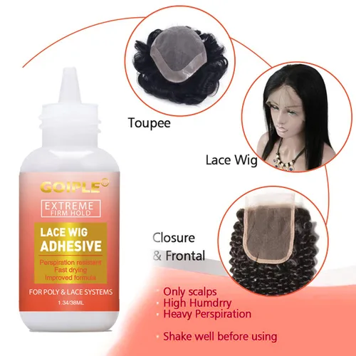 Vista 2 de Juego de pegamento para peluca de encaje frontal, resistente al agua con herramientas, barra de cera para el cabello, removedor, cera de control