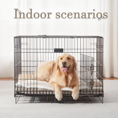 Vista 2 de Cama para perros grandes, colchón para perro con almohada para jaula de perrera, cama sofá para mascotas, cama para mascotas súper suave para razas