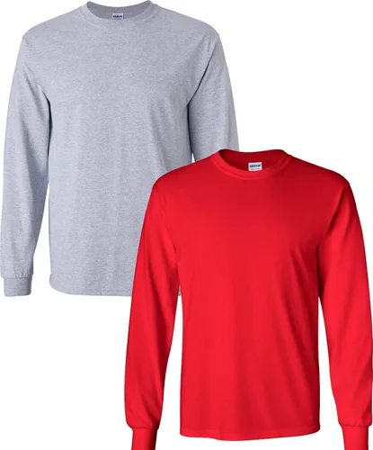 Vista 155 de Gildan Camiseta de manga larga de algodón ultra para adulto, estilo G2400, paquete múltiple Militar + ceniza.