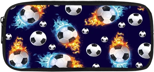 Vista 29 de COEQINE Estuches escolares para niños, con patrón de fútbol, para escuela secundaria, organizador de lápices de gran capacidad con cremallera