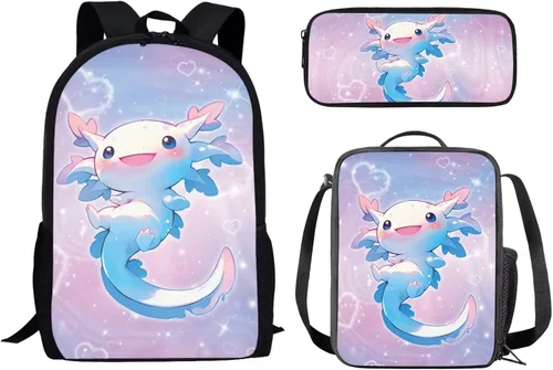 Vista 15 de Paquete de 3 bolsas escolares con estampado de bandera estadounidense para niños, mochila de gran capacidad para laptop, con cremallera, estuche