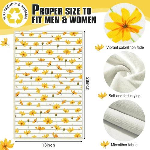 Vista 2 de 4 toallas de cocina de verano con flores amarillas para decoración de casa de campo, toalla de cocina absorbente de primavera, toallas de mano