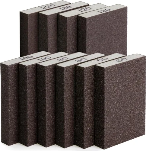 Vista 20 de Bates- Esponja de lijado, paquete de 4, surtido de grano 60/80/120/220, bloque de lijado lavable y reutilizable para madera, metal, paneles de yeso