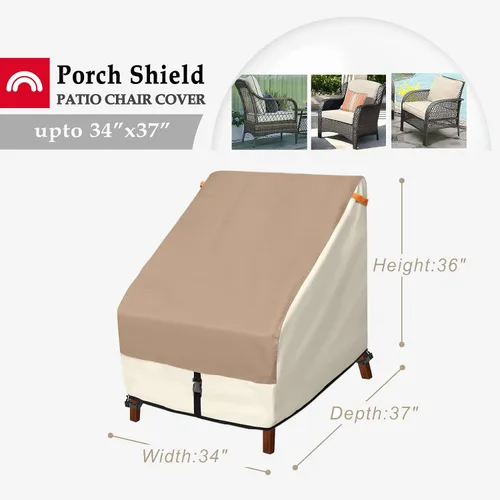 Vista 5 de Porch Shield Funda para muebles de patio, funda rectangular de 108 x 70 pulgadas con funda para silla de exterior, 34 pulgadas de ancho x 37