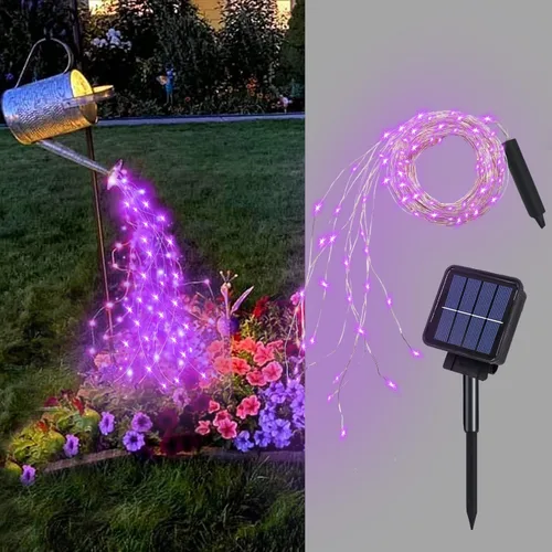 Vista 11 de Guirnalda de luces solares para exteriores, 8 modos, 220 luces LED, multihebra, impermeable, regadera, guirnalda de luces para jardín, patio, árbol