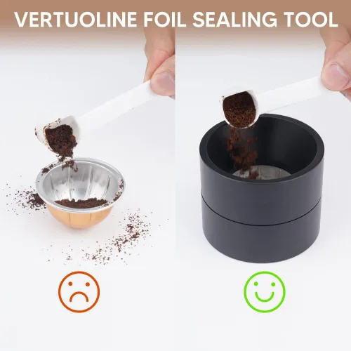 Vista 3 de Kit de sellos de papel de aluminio reutilizable Vertuo Capsule Kit para cápsulas VertuoLine para reutilizar cápsulas recargables Nespresso