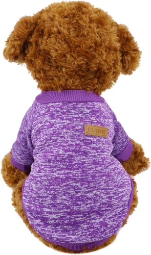 Vista 24 de 2 piezas de suéter clásico de punto para perro Idepet, abrigo de forro polar para perros pequeños y medianos, ropa cálida para perros y gatos