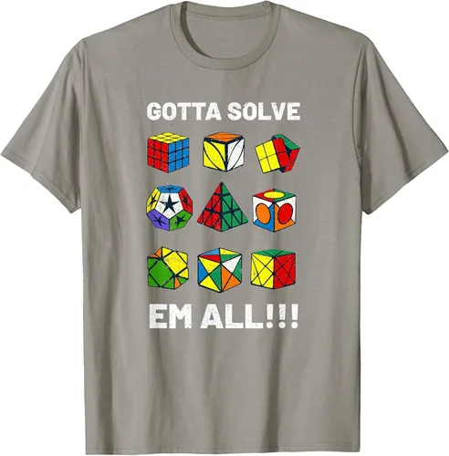 Vista 81 de Competitive Puzzle Cube Gotta Solve Em All Speed Cubing T-Shirt Asphalt Grey