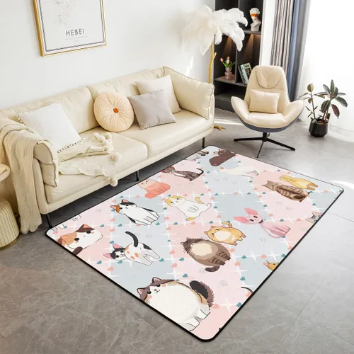 Vista 10 de Alfombras de dinosaurio para sala de estar, dormitorio, alfombra antideslizante de 3 x 5 pies, para niños, mujeres y hombres, blanco y negro