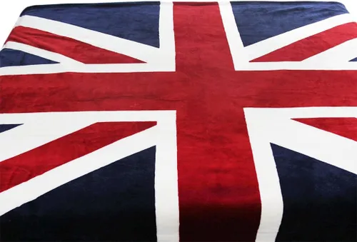 Vista 2 de Manta de franela suave y gruesa con bandera británica de Union Jack, de 59 x 79 pulgadas, manta grande de vellón coral esponjoso para el hogar