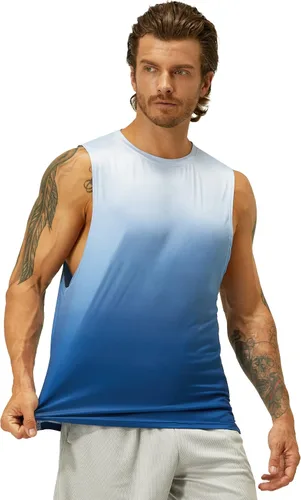 Vista 3 de EZRUN Camiseta sin mangas para hombre, para natación, playa, secado rápido, gimnasio, entrenamiento, camiseta muscular, tallas grandes y altas