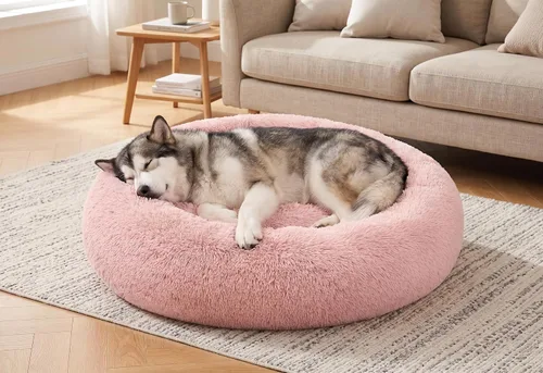 Vista 13 de SAVFOX Camas de felpa calmantes para perros, cama de perro dona para perros pequeños, medianos, grandes y extragrandes, cama cómoda para perros