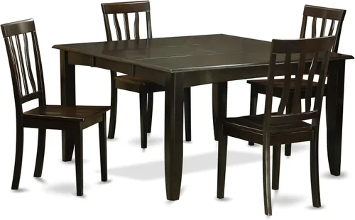 Vista 15 de East West Furniture PFAN6-CAP-W - Juego de comedor de 6 piezas que contiene una mesa de comedor cuadrada con hojas de mariposa y 4 sillas de cocina