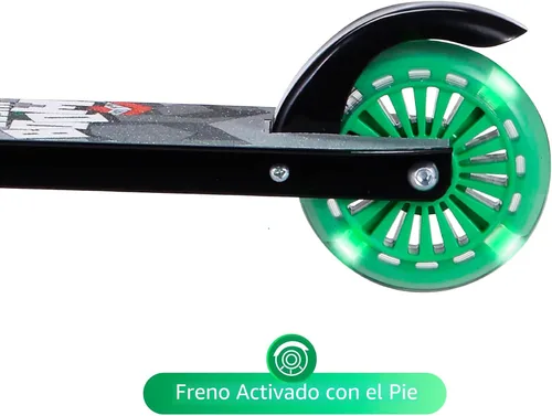 Vista 6 de Monopatín de 2 ruedas con ruedas que se iluminan – Plegable, plataforma antideslizante, cómodo y suave para andar Minecraft