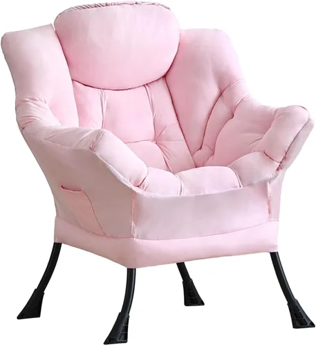 Vista 31 de LITA - Silla perezosa con otomana, sofá tapizado de ocio moderno de acento, silla de lectura contemporánea de salón con reposabrazos y bolsillo