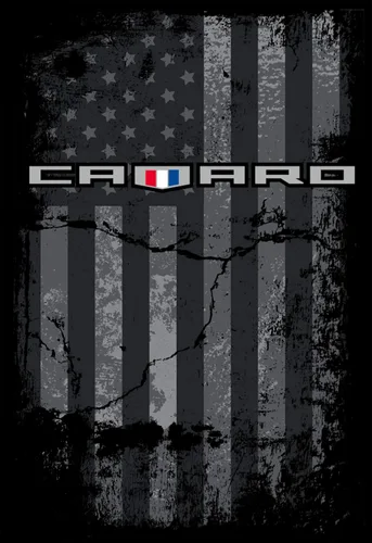 Vista 3 de JH DESIGN GROUP Camiseta negra Chevy Camaro para hombre con bandera estadounidense envejecida