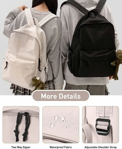Vista 3 de BJLFS Mochila para mujer, Blanco, Mochilas Daypack