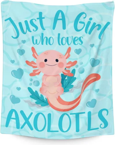 Vista 26 de Axolotl - Manta de regalo de 30 x 40 pulgadas, bonita manta para niñas, mantas suaves y peludas azules para sofá y oficina