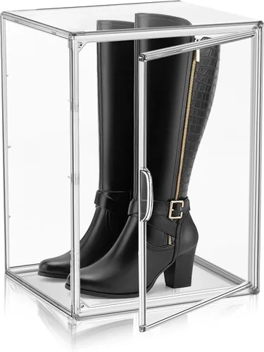 Vista 14 de Paquete de 2 cajas de zapatos de acrílico para armario, transparentes, apilables, tamaño 12 contenedores de almacenamiento de zapatos con tapas