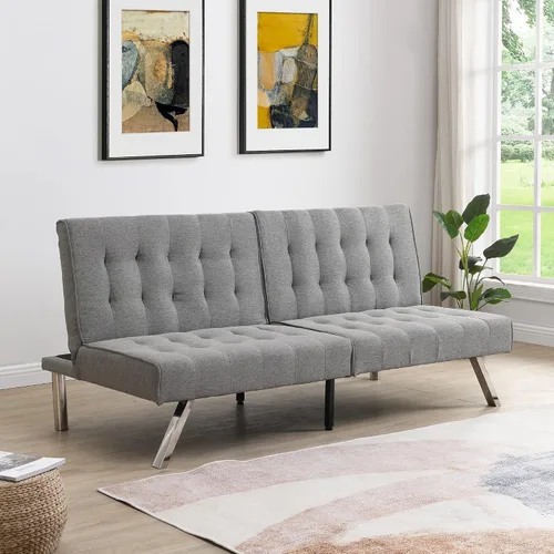 Vista 11 de Moderno sofá cama convertible futón/sofá cama sin brazos/sofá futón/sofá durmiente/3 ángulos ajustables espalda/sofá cama convertible (negro)