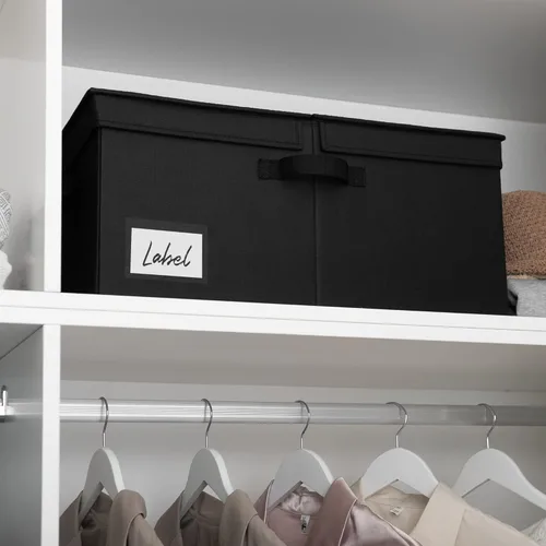 Vista 8 de GRANNY SAYS Contenedor de almacenamiento negro con tapa, organizadores de armario de tela y cestas de almacenamiento, caja de almacenamiento extra
