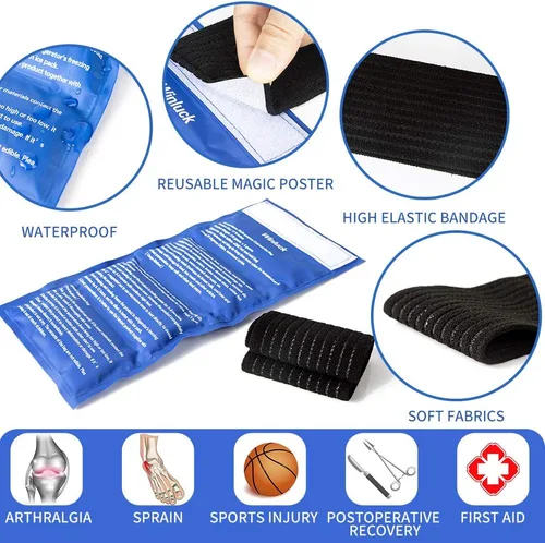 Vista 5 de Paquetes de hielo frío de gel - (juego de 2 piezas) compresa fría/caliente reutilizable suave, proporciona aliviar el dolor articular y muscular.