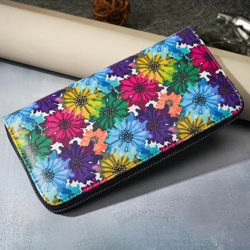 Vista 2 de APHISON Billetera para mujer, de gran capacidad, para tarjetas de crédito, RFID, monedero, luna, lindo, animal, floral, celular, pulsera, teléfono