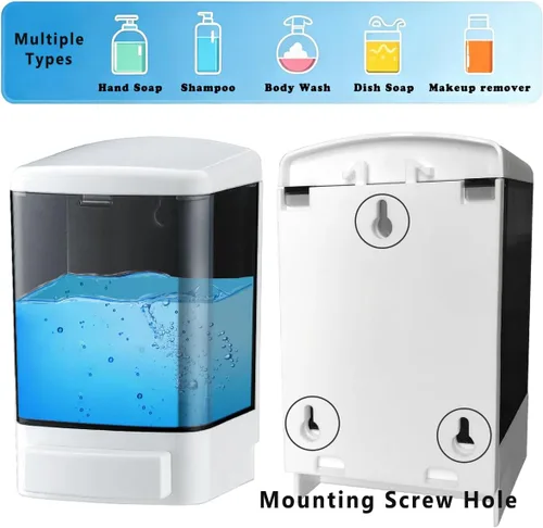 Vista 3 de Dispensador manual de jabón 33.8oz / 1000ml para cocina, baño, montado en pared, dispensador de jabón comercial para contenedores líquidos, champú