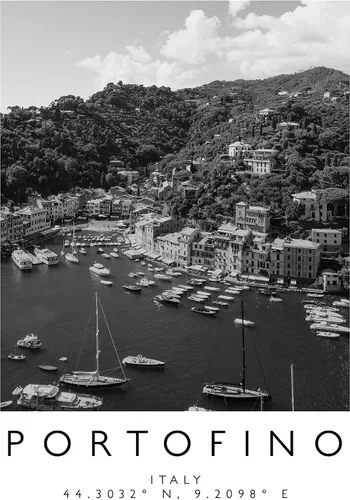 Vista 4 de Impresión Portofino, Póster de Portofino, Arte de pared de viaje, impresión de viajes, impresión de Italia, decoración de viajes, arte en blanco