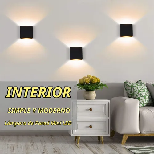 Vista 9 de Lightess Aplique de pared LED cableado, 10 W, juego de 2 lámparas de pared modernas negras, luces de montaje en pared arriba hacia abajo, mini metal