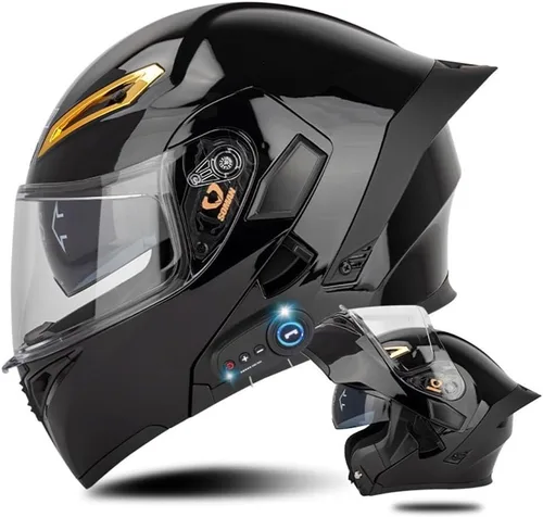 Vista 20 de AAREG - Casco de motocicleta con bluetooth, visera frontal abatible aprobada por DOT/ECE, viseras antivaho duales, para adultos, hombres, mujeres