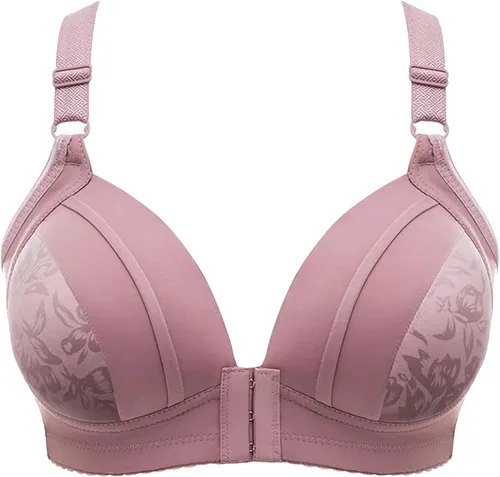 Vista 8 de Sujetador deportivo de compresión con botón frontal para mujer, brasier con cierre frontal para mujer, brasier sin costuras sin aros