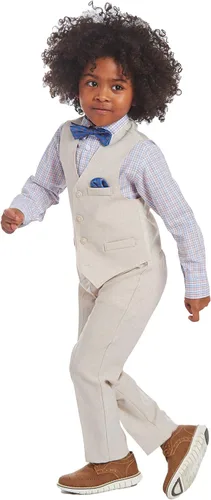 Vista 3 de Nautica Boys' 4-Piece Set with Dress Shirt, Bowtie, Vest and Pants