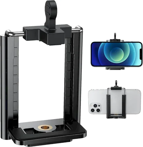 Vista 4 de Adaptador de trípode para teléfono celular – Soporte de trípode para iPhone – 7 SE 6 6S Plus 5 5S 5C 4 4S Soporte de clip accesorio conector