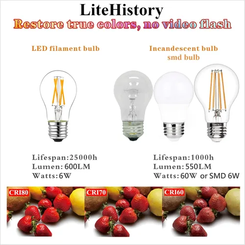 Vista 5 de LiteHistory Bombilla A15 E26, 4 W = 40 W, regulable, blanco cálido 2700 K