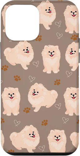 Vista 16 de Funda marrón para iPhone 13 Pro Max con diseño de pomerania y cachorros