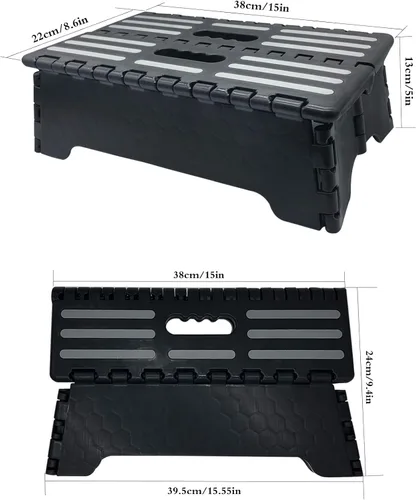Vista 2 de Taburete plegable portátil de 5 pulgadas, seguro y estable, taburete plegable para automóvil, baño, dormitorio, taburetes para ancianos y adultos