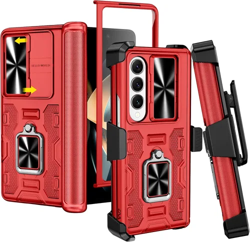 Vista 15 de VEGO - Funda para Galaxy Z Fold 4 con clip para cinturón y protector de pantalla 360°Ring Kickstand & Camera Cover, Hinge Protection Shockproof