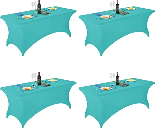 Vista 31 de FORLIFE - Funda de mesa de elastano, mantel ajustado de 4 pies para mesas rectangulares, funda elástica para patio, universal para bodas, banquetes