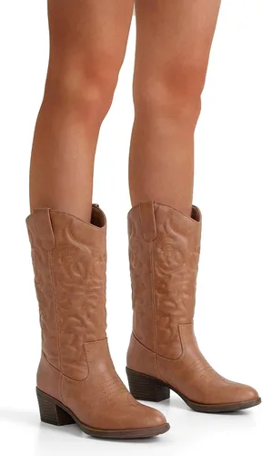 Vista 7 de Vepose Botas vaqueras 9801 hasta la rodilla para mujer